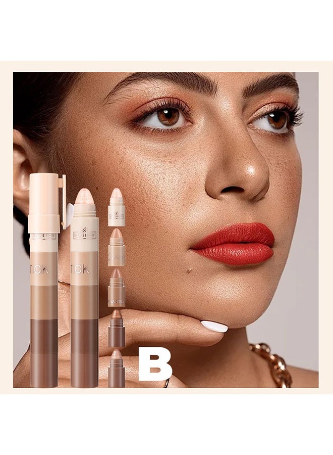 DIMSHOW Eye Shadow Stick-Multi Functional 4 Colors Shadow Stick and Highlighter Makeup 4 in 1 Long Lasting Eyeshadow Pencil - Image 2